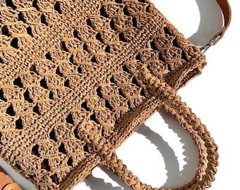 Raffia Henkeltasche häkeln, gedrehtes Raffia Muster, Download Anleitung (PDF)