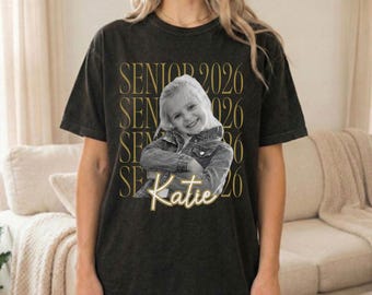 Personalized Vintage Photo Senior Shirt, Class of 2026 shirt , Graduation Gift for Her, Custom Name Senior Shirt, Retro Grad Outfit