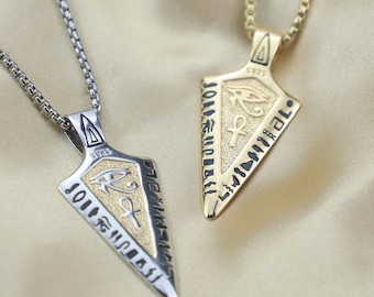 Collana con occhio di Horus e ankh in argento sterling, ciondolo scudo con geroglifici egizi, antico amuleto di protezione per uomo e donna