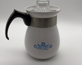 Corning Ware Blue Cornflower Teapot | 6 Cup P-166 | Vintage Pyroceram