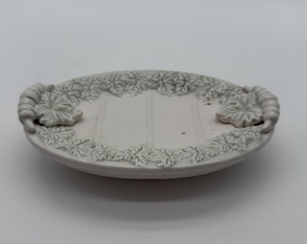 Home Interiors Ceramic Soap Dish | White Grape Leaves | Greco Roman Decor