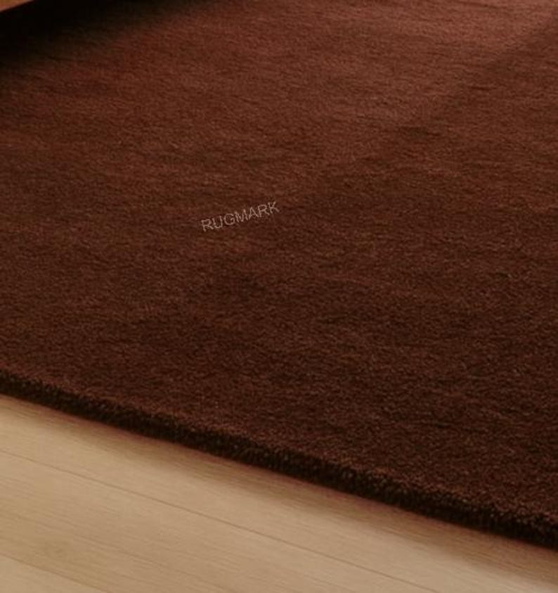 Hand-tufted Wool Rug | Solid Dark Brown Area Carpet - Etsy