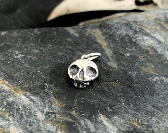 Skull Charm, sterling silver skull, skull pendant,Goth, Halloween, cute skull, skulls, wimsigoth, witchy