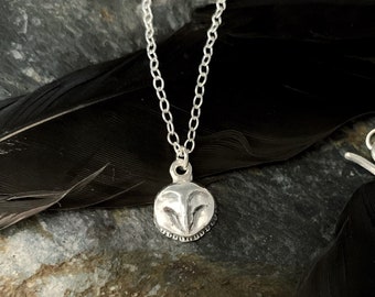 Owl necklace, sterling silver owl necklace, owl face ‘Minnie’
