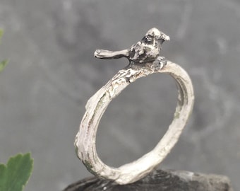 Bird, Twig Ring, sterling silver 'Pete'