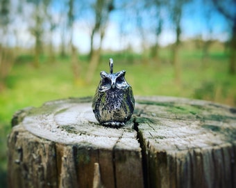 Sterling Silver Owl Pendant - handmade owl charm, cute owl, bird charm, silver owl, jewellery for bird lovers, owl jewelry