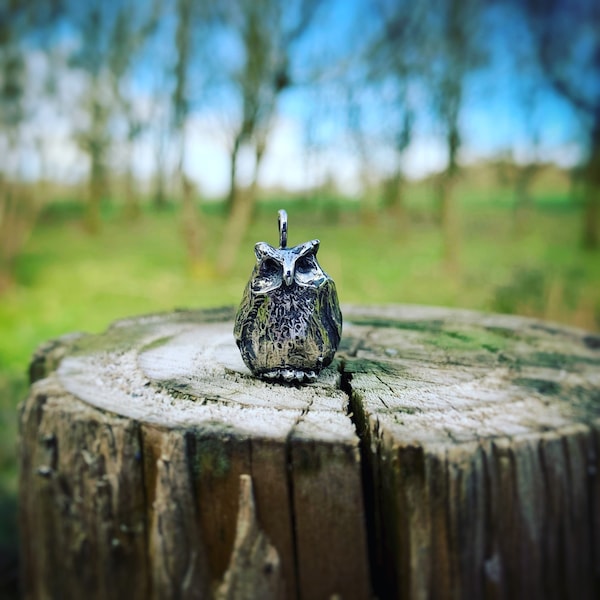 Eulenanhänger 'Frank' Eule, Vogel, Sterling Silber Charm,