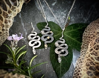 Earth Goddess Snake Necklace - Danu , snake necklace, snake jewellery, snake goddess, silver snake, snakes