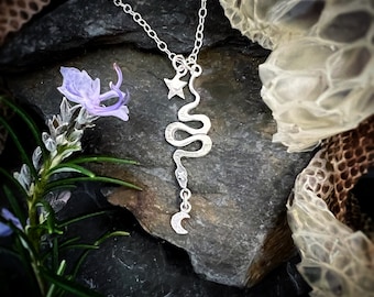 Moon Goddess Snake Necklace - Eve, snake necklace, snake jewellery, snake goddess, silver snake, snakes