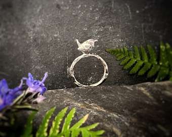 Wren ring - ‘Florence’ - little bird ring, bird jewellery, wrens, silver wren, bird jewelry