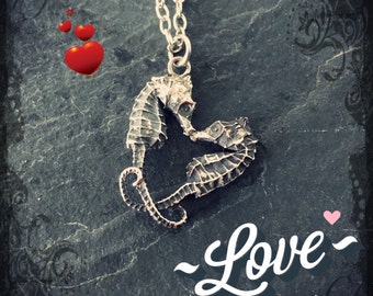 Little pygmy Seahorse Heart Necklace - Valentine, love, Valentines day, seahorse, ocean