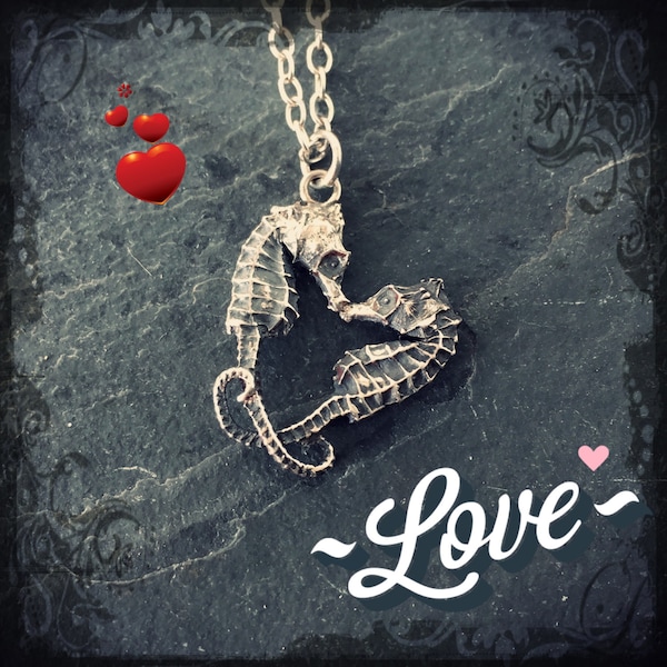 Collier coeur petit hippocampe pygmée - Saint-Valentin, amour, Saint-Valentin, hippocampe, océan