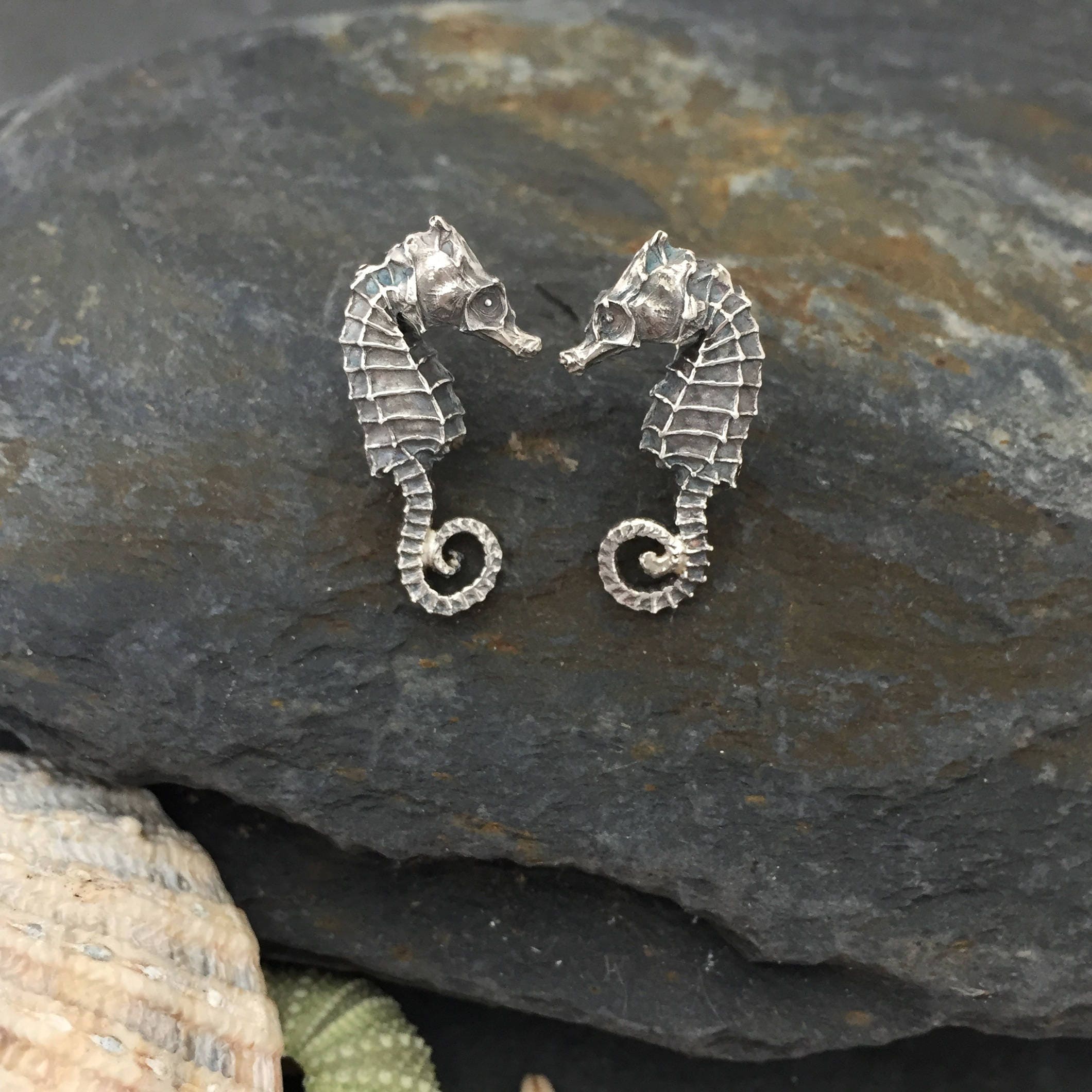 Seahorse Earrings Ear Studs Silver Seahorse Seahorses Seahorse Mermaid Summer Jewellery Seahorse Jewellery Etsy