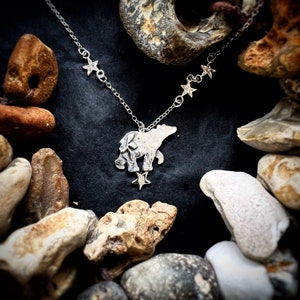 Collier ours en argent fait main : bijoux ours étoilés, ours botanique, ours, collier en argent sterling, étoiles