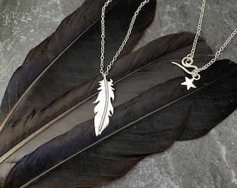 Silver feather necklace