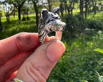 Sterling Silver Wolf Head Ring - Isla - Animal Jewelry