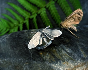 Sterling Silver Moth Ring:  Dark Fairytale Jewelry, butterfly ring, moth jewelry, moths, butterfly jewellery, summer style