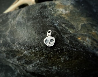 Tiny Sterling Silver Skull Charm - 'Roger' - Halloween Jewelry