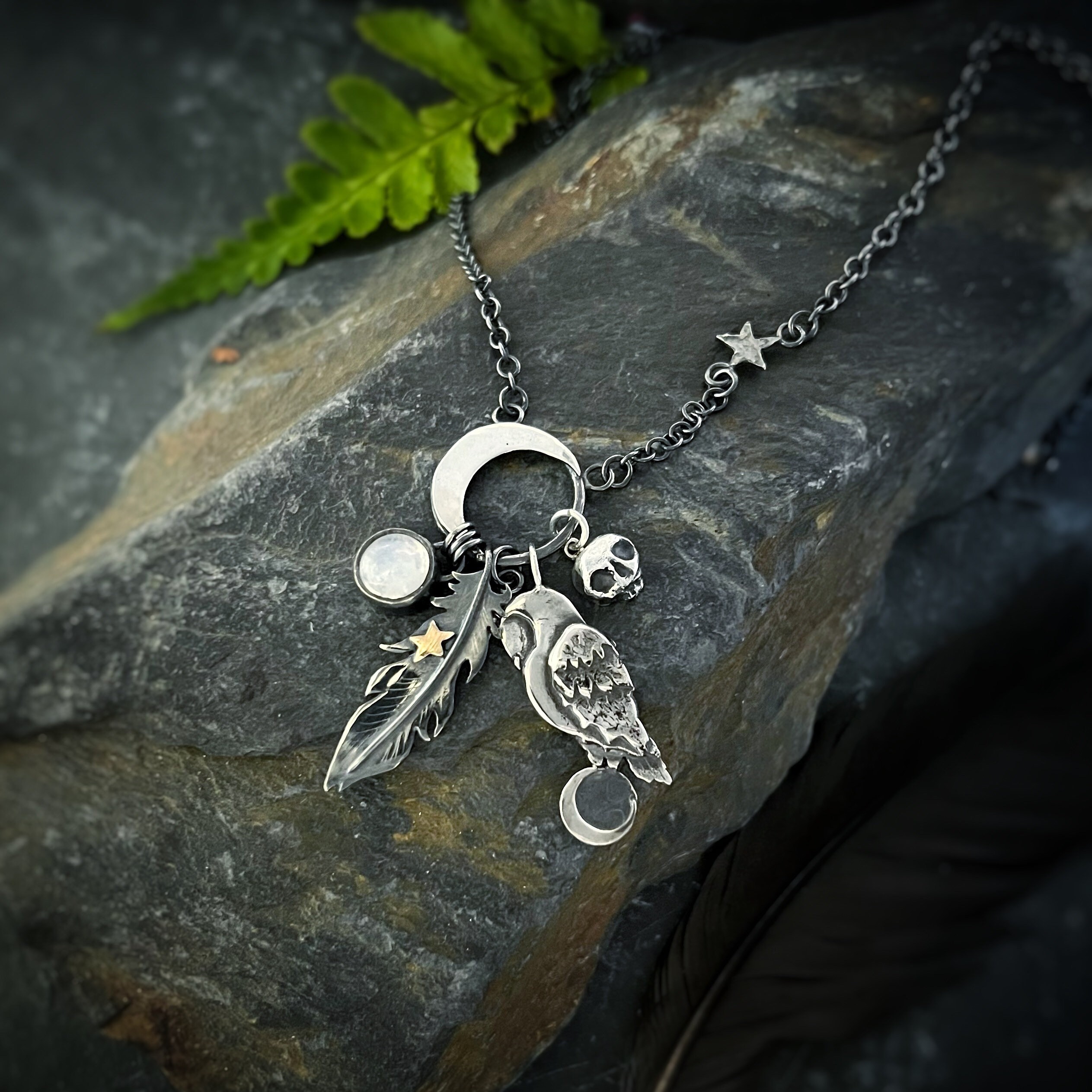 CHENGHONG Collar De Búho De Plata De Ley 925 Con Nudo