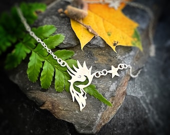 Goddess of Fire Necklace - Helia, firebird, phoenix, Phoenix necklace, bird necklace, rebirth