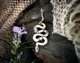 Earth  Goddess Snake pendant - Danu, snake necklace, snake jewellery, snake goddess, silver snake, snakes