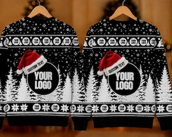 Custom Logo Ugly Christmas Sweater, Personalized Business Company Sweatshirt, Custom Text Photo Xmas Sweater, Employee Gift, Holiday Party