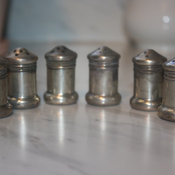 Set of 6 Antique Sterling Silver Individual Salt & Pepper Shakers