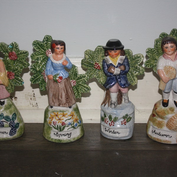 4 Vintage English Staffordshire England All Seasons Figurines ~ Spring, Summer, Fall, Winter