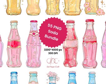 Coquette Soda Flasche Clipart Bundle | Retro Cola Pastell Grafiken (Digitaler Download)