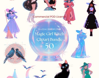 Pastell Halloween Clipart Bundle PNG, süße Hexe Clipart, schwarze Katze Clipart, Mond Fledermaus Grafiken, kokette Halloween, Kawaii gruselige Saison