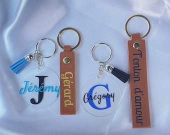Personalized Faux Leather Keychain - Name and Message - Wedding Gift for Best Man, Uncle, Dad, Godmother