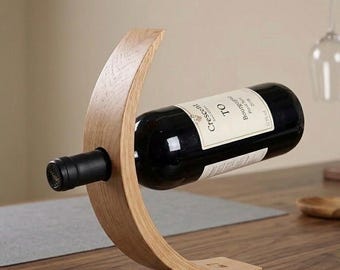 Soporte flotante de bambú para botellas de vino - Estante para vino único - Decoración minimalista para bar en casa - Regalo de inauguración de casa