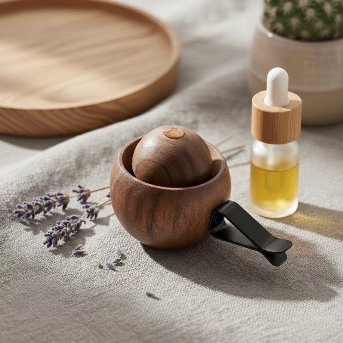 Wooden Car Air Freshener Diffuser Clip - Solid Wood Essential Oil Vent ...