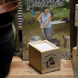 May include: A wooden box with a white label that reads "Miss Jenny's Soap" and "Wash...and be Cleaned". The box is sitting on a wooden surface. The price tag reads "$7.50".