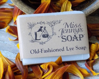 Old Fashioned Lye Soap | Soothing Skin Care for Winter | Moisturizing All Natural Soap | Natural Tallow Soap Bar | All Natural Bar Soap