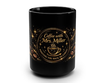Kaffee bei Mrs. Miller Becher | Schwarze 15oz Keramik Kaffeetasse
