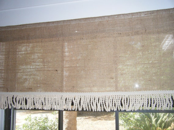 Burlap Window Valance With Bullion Fringe 42 Etsy