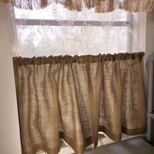 Burlap Cafe Curtain, Classic Natural Tan, Standard or Custom Sizes Made to Order Bild 2