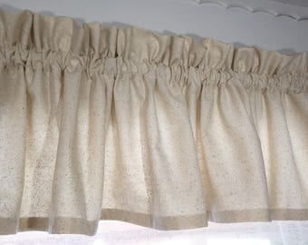 Country Cottage Valance, Many widths from 24"- 96" Wide X 14"Long, 'Country Cottage Valance' in Unbleached Cotton Muslin or Osnaburg Muslin