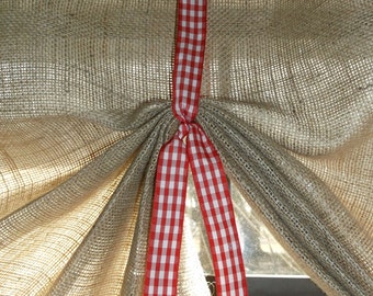 Burlap Window Valance, 24" - 108" W X 14"L , 'The LIL HEMINGWAY in BURLAP'  with Choice of Ribbon Ties by Jackie Dix