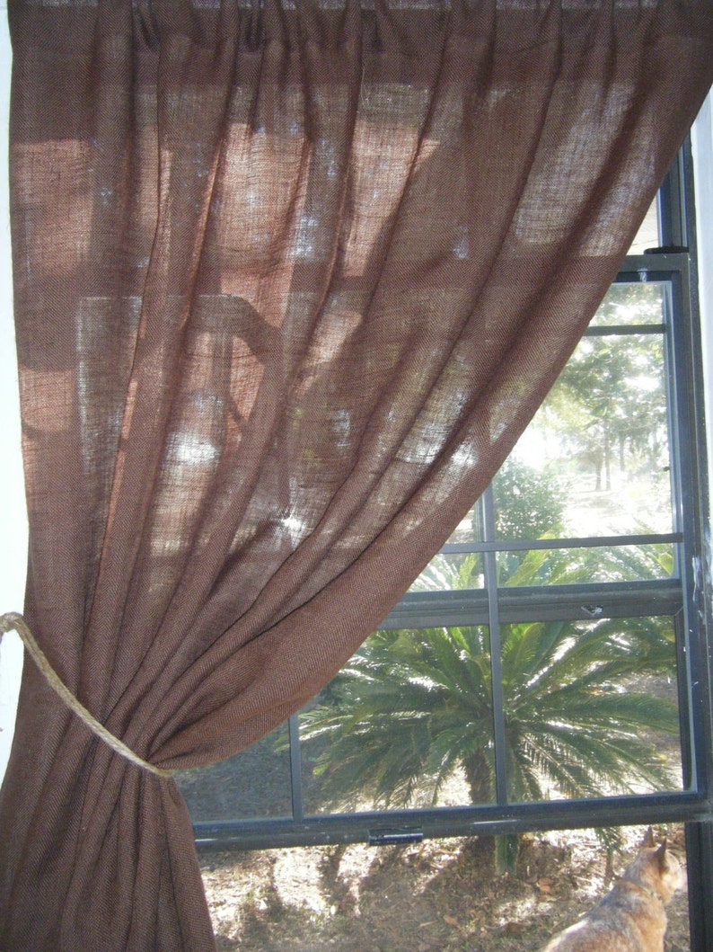 Burlap Curtain Premium Brown 40 Or 56 Etsy