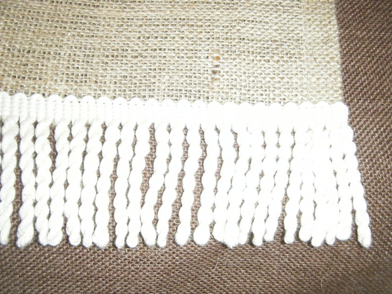 Burlap Curtain with Bullion Fringe and jute tieback 'THE Etsy