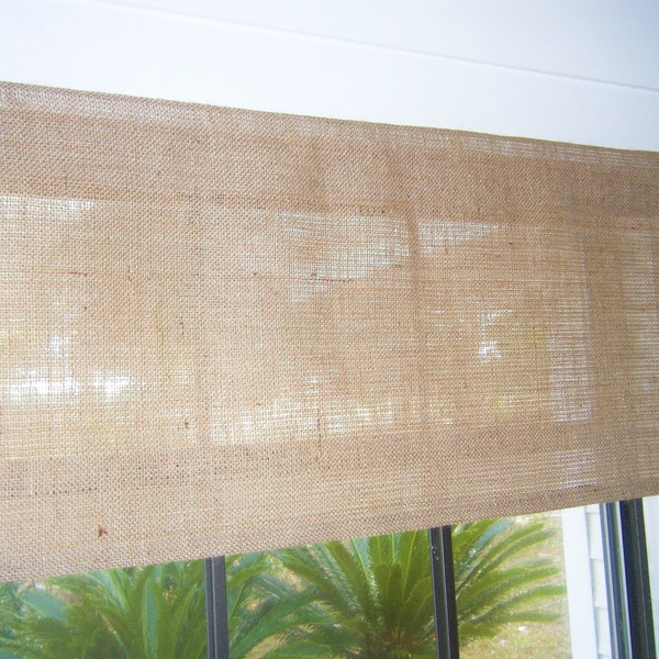 Burlap Valance, Flat & Straight Design, the 'Sand Dune' valance, 6 colors,  6 widths/4 Lengths or Custom Size, by Jackie Dix