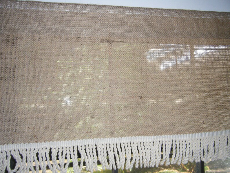 Burlap Curtain with Bullion Fringe and jute tieback 'THE Etsy