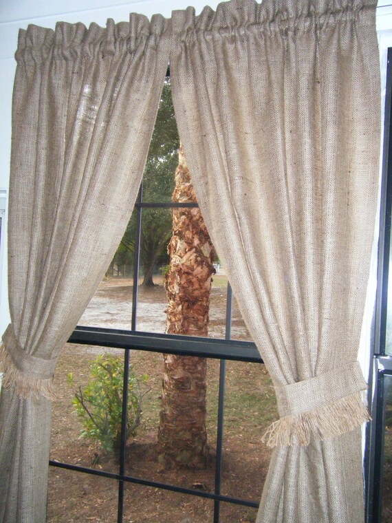 Burlap Country Curtains Pair 48 96 Etsy