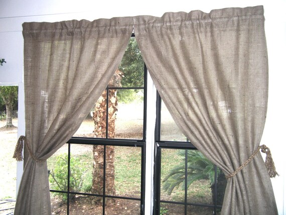Burlap Country Curtains Pair 48 96 Etsy