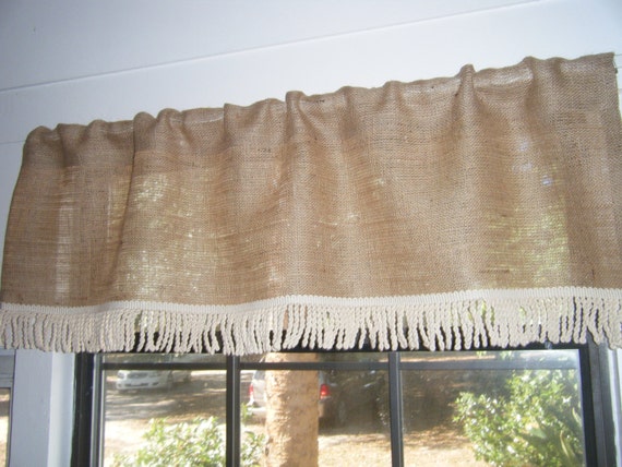 Burlap Window Valance With Bullion Fringe 42 Etsy