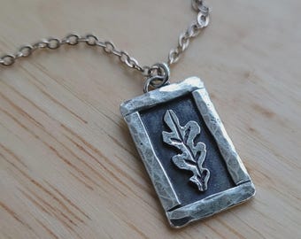 Framed Oak Leaf Necklace - Sterling Silver
