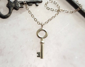 Skeleton Key Necklace, Magical Storybook Pendant (18mm)