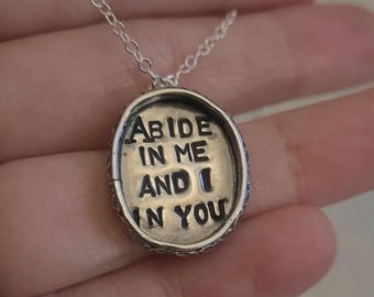 Abide in Me and I in You - Sterling Silver Handcrafted Christian Necklace